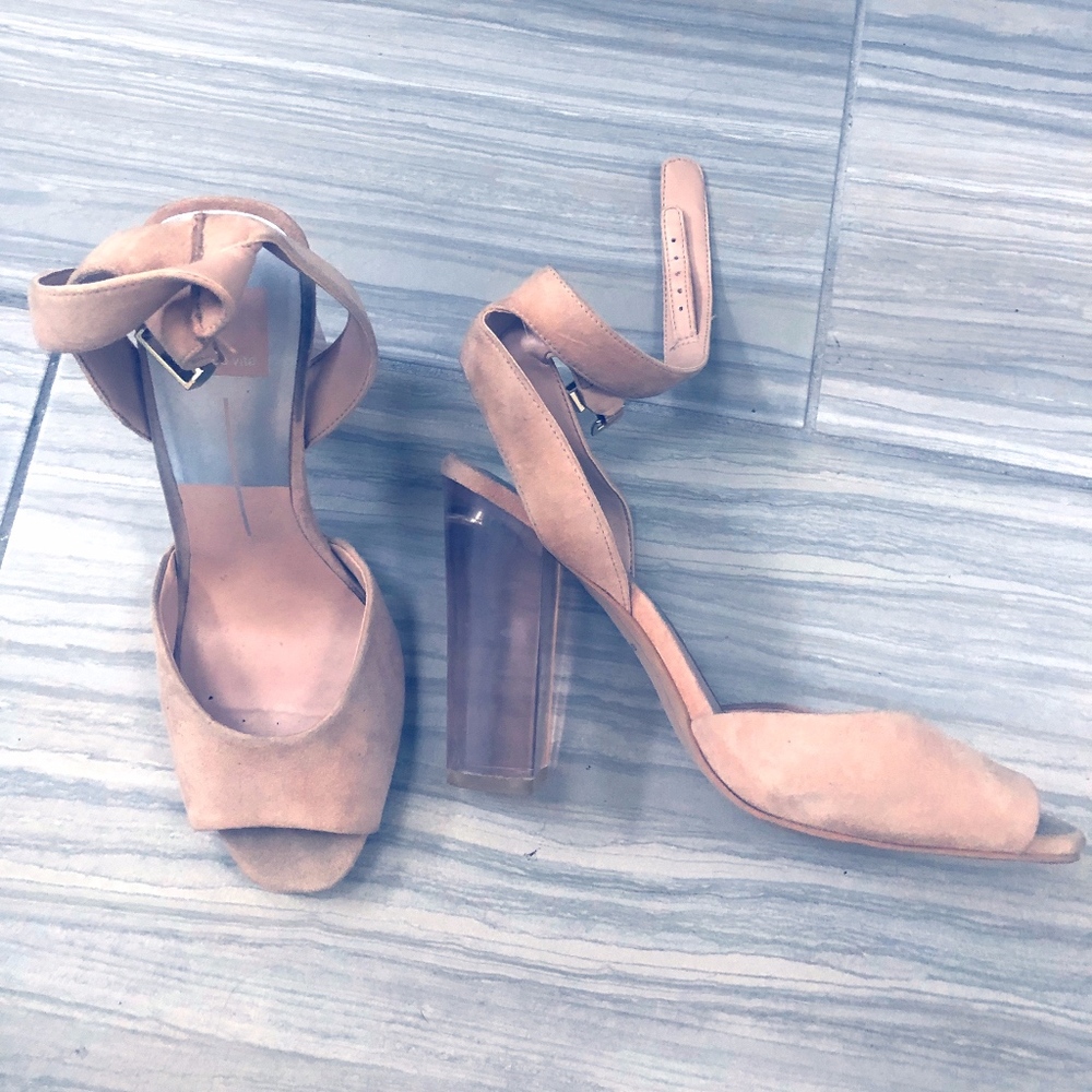 Dolce Vita Rose Suede heels with Lucite Heel